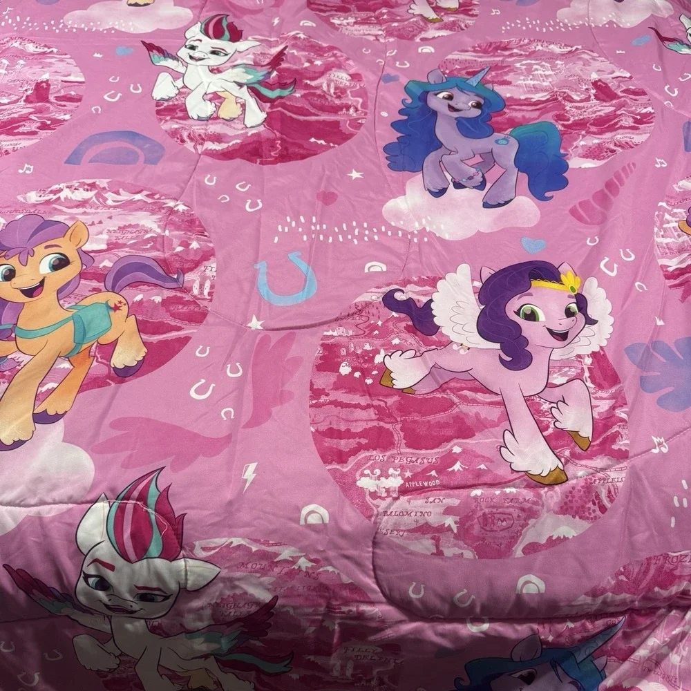 My Little Pony Twin Reversible Comforter Pillowcase & Sham Purple Pink 64